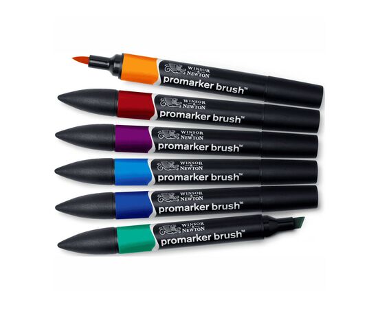 Маркер Winsor&Newton набір двосторонніх маркерів Brushmarker Соковиті тони, 6 шт (884955070512), зображення 3 Маркер Winsor&Newton набір двосторонніх маркерів Brushmarker Соковиті тони, 6 шт (884955070512), зображення 3