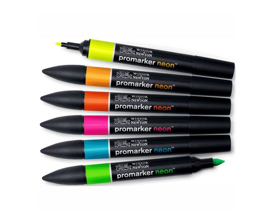 Маркер Winsor&Newton набір двосторонніх маркерів Неон, 6 шт (884955070611), зображення 2 Маркер Winsor&Newton набір двосторонніх маркерів Неон, 6 шт (884955070611), зображення 2