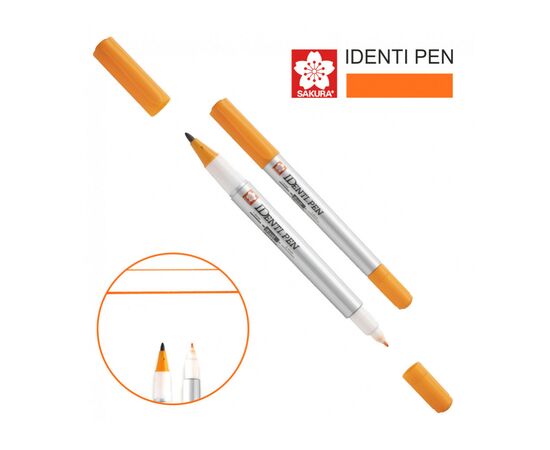 Маркер Sakura перманентний IDENTI PEN, двосторонній, 0,4/1 мм, Помаранчевий (084511365070)