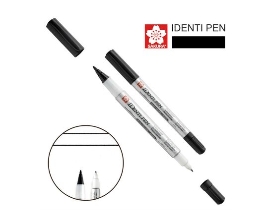 Маркер Sakura перманентний IDENTI PEN, двосторонній, 0,4/1 мм, Чорний (084511362581)