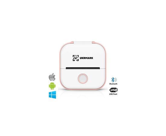 Принтер чеків UKRMARK P02PK Bluetooth, біло-рожевий (00888)