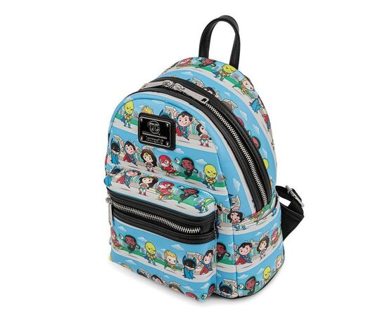 Рюкзак школьный Loungefly DC - Superheroes Chibi Lineup AOP Mini Backpack (DCCBK0062)