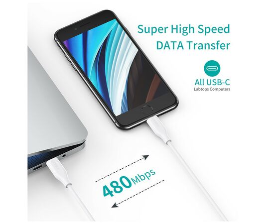 Дата кабель USB-С to Lightning 1.0m USB2.0 30W MFI Choetech (IP0040-WH), изображение 7 Дата кабель USB-С to Lightning 1.0m USB2.0 30W MFI Choetech (IP0040-WH), изображение 7