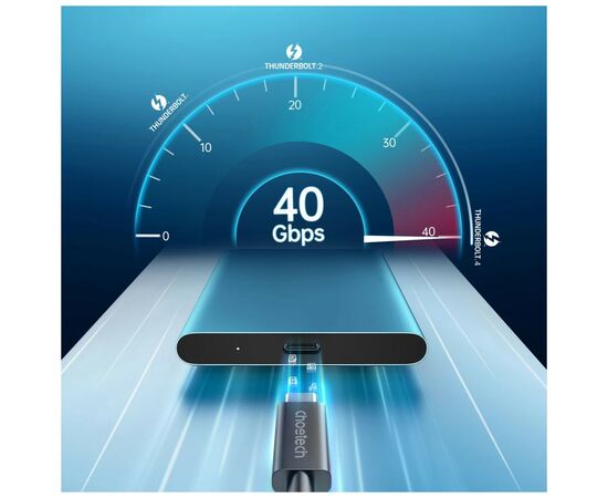 Дата кабель USB-С to USB-С 0.8m Thunderbolt4 40Gbps Power Delivery 100W 8K60Hz Choetech (A3010-BK), изображение 4 Дата кабель USB-С to USB-С 0.8m Thunderbolt4 40Gbps Power Delivery 100W 8K60Hz Choetech (A3010-BK), изображение 4