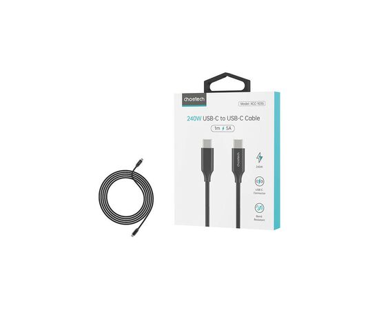 Дата кабель USB-С to USB-С 1.0m 240W USB2.0 Choetech (XCC-1035-BK), изображение 4 Дата кабель USB-С to USB-С 1.0m 240W USB2.0 Choetech (XCC-1035-BK), изображение 4
