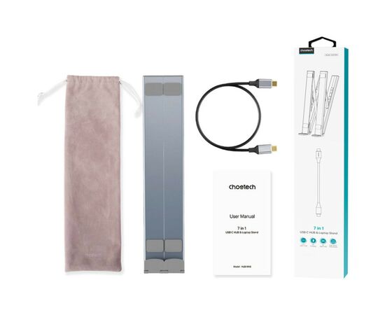 Порт-репликатор Choetech USB-C 7-in-1 (HDMI/PD/картридер/USB-A/USB-C) Docking Station (HUB-M48-GY), изображение 2 Порт-репликатор Choetech USB-C 7-in-1 (HDMI/PD/картридер/USB-A/USB-C) Docking Station (HUB-M48-GY), изображение 2