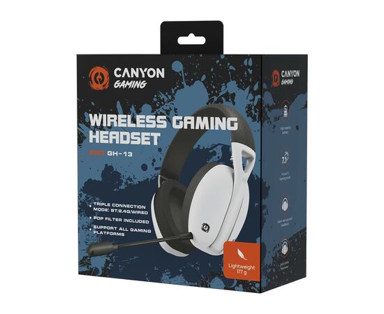 Наушники Canyon GH-13 Ego Wireless Gaming 7.1 White (CND-SGHS13W), изображение 8 Наушники Canyon GH-13 Ego Wireless Gaming 7.1 White (CND-SGHS13W), изображение 8