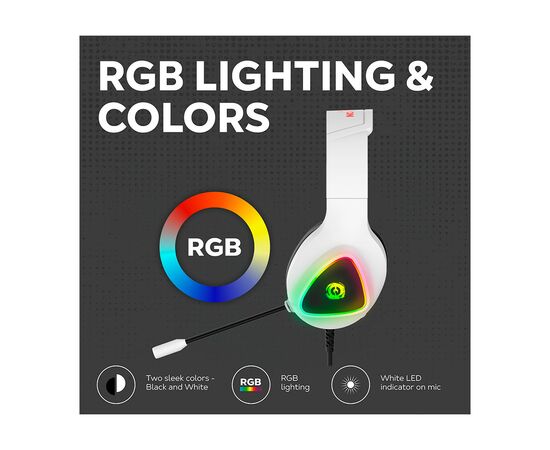Наушники Canyon GH-6 Shadder Gaming 3.5 мм RGB White (CND-SGHS6W), изображение 8 Наушники Canyon GH-6 Shadder Gaming 3.5 мм RGB White (CND-SGHS6W), изображение 8