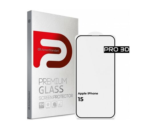Стекло защитное Armorstandart Pro 3D Apple iPhone 15 Black (ARM68217)