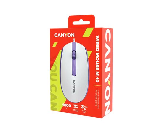 Мышка Canyon M-10 USB White Lavender (CNE-CMS10WL), изображение 6 Мышка Canyon M-10 USB White Lavender (CNE-CMS10WL), изображение 6
