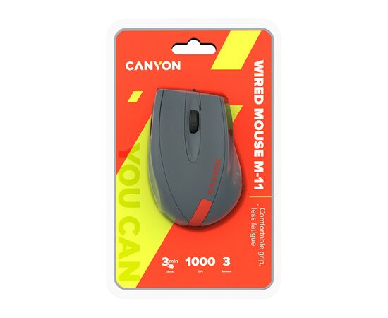 Мышка Canyon M-11 USB Gray/Red (CNE-CMS11DG), изображение 5 Мышка Canyon M-11 USB Gray/Red (CNE-CMS11DG), изображение 5