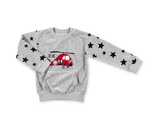 Набор детской одежды Breeze велюровый с вертолетом и штанишками в звездочку (8113-74/B-gray), изображение 2 Набор детской одежды Breeze велюровый с вертолетом и штанишками в звездочку (8113-74/B-gray), изображение 2