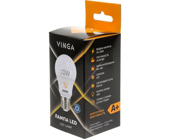 Лампочка Vinga VL-A60E27-103L, изображение 4 Лампочка Vinga VL-A60E27-103L, изображение 4