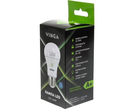 Лампочка Vinga VL-A60E27-124L, изображение 4 Лампочка Vinga VL-A60E27-124L, изображение 4