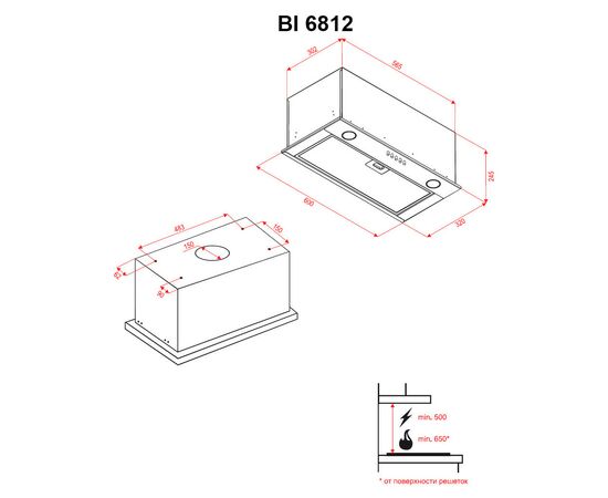 Витяжка кухонна Perfelli BI 6812 IV LED, зображення 7 Витяжка кухонна Perfelli BI 6812 IV LED, зображення 7