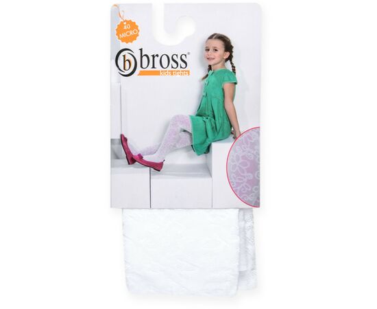 Колготки Bross с цветочками (2803-7-8G-white), изображение 2 Колготки Bross с цветочками (2803-7-8G-white), изображение 2