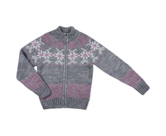 Кофта Tossy в'язана на блискавці сіра з орнаментом (326-92G-gray)