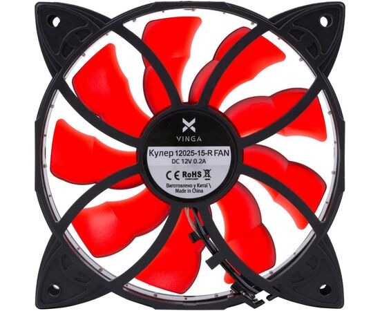 Кулер для корпуса Vinga 12025-15-R, изображение 2 Кулер для корпуса Vinga 12025-15-R, изображение 2