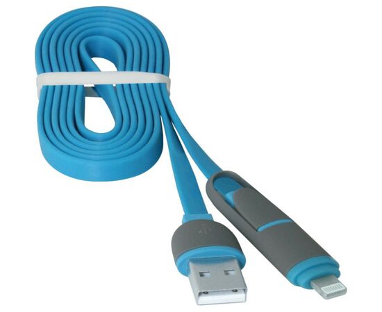 Дата кабель USB10-03BP USB - Micro USB/Lightning, blue, 1m Defender (87487), изображение 4 Дата кабель USB10-03BP USB - Micro USB/Lightning, blue, 1m Defender (87487), изображение 4