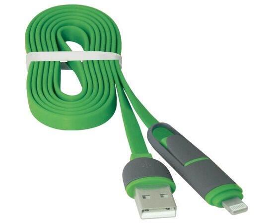 Дата кабель USB10-03BP USB - Micro USB/Lightning, green, 1m Defender (87489), изображение 4 Дата кабель USB10-03BP USB - Micro USB/Lightning, green, 1m Defender (87489), изображение 4
