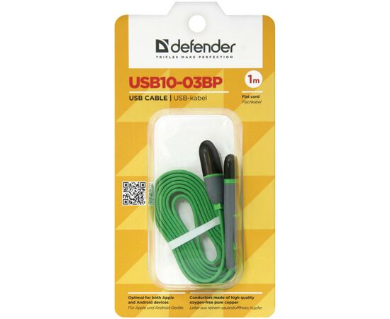 Дата кабель USB10-03BP USB - Micro USB/Lightning, green, 1m Defender (87489), изображение 5 Дата кабель USB10-03BP USB - Micro USB/Lightning, green, 1m Defender (87489), изображение 5