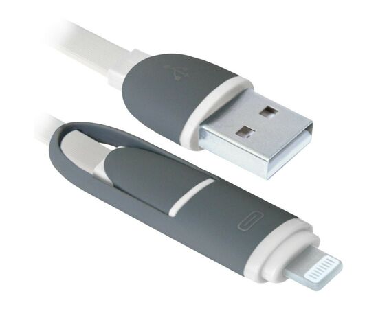 Дата кабель USB10-03BP USB - Micro USB/Lightning, white, 1m Defender (87493)
