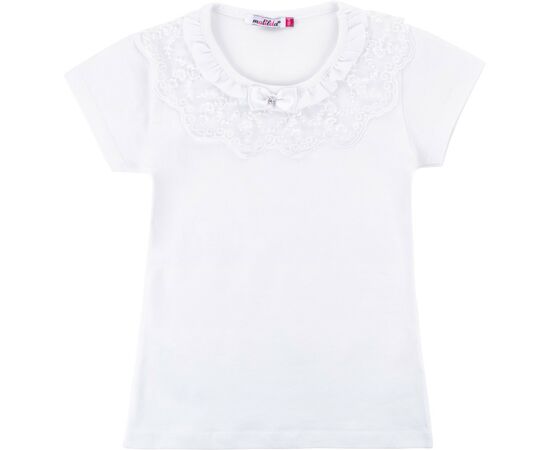 Футболка дитяча Matilda з коротким рукавом і мереживною оборкою (7134-164G-white)