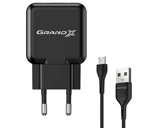 Зарядное устройство Grand-X CH-03UMB (5V/2,1A + DC cable Micro USB) Black (CH-03UMB)