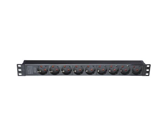 Силовой блок Eserver 19" 9 розеток, без выкл., без кабеля, алюм. корпус, 16А (WT-2261A-GER-9WAY-WO)