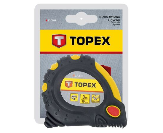 Рулетка Topex стальная лента 10 м x 32 мм, магнит (27C340), изображение 2 Рулетка Topex стальная лента 10 м x 32 мм, магнит (27C340), изображение 2