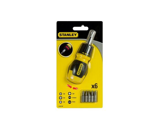 Отвертка Stanley Multibit Stubby, реверсивная, с 6 сменными битами (0-66-358), изображение 5 Отвертка Stanley Multibit Stubby, реверсивная, с 6 сменными битами (0-66-358), изображение 5