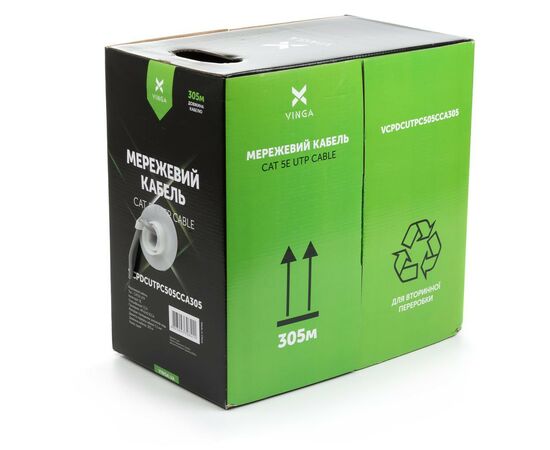 Кабель мережевий Vinga UTP Cat5e CCA 4 pairs 305 m (VCPDCUTPC505CCA305)
