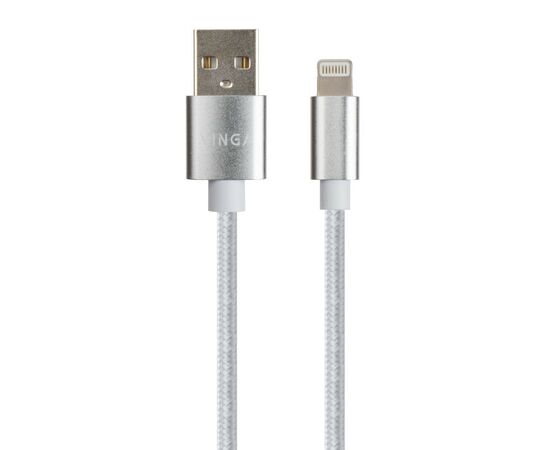 Дата кабель USB 2.0 AM to Lightning 1m nylon silver Vinga (VCPDCLNB1S), зображення 2 Дата кабель USB 2.0 AM to Lightning 1m nylon silver Vinga (VCPDCLNB1S), зображення 2