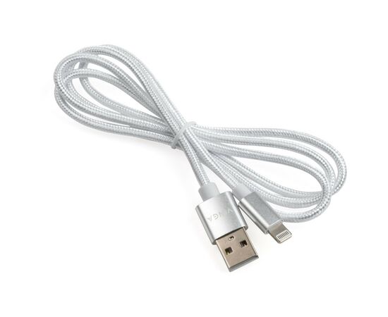Дата кабель USB 2.0 AM to Lightning 1m nylon silver Vinga (VCPDCLNB1S), зображення 3 Дата кабель USB 2.0 AM to Lightning 1m nylon silver Vinga (VCPDCLNB1S), зображення 3