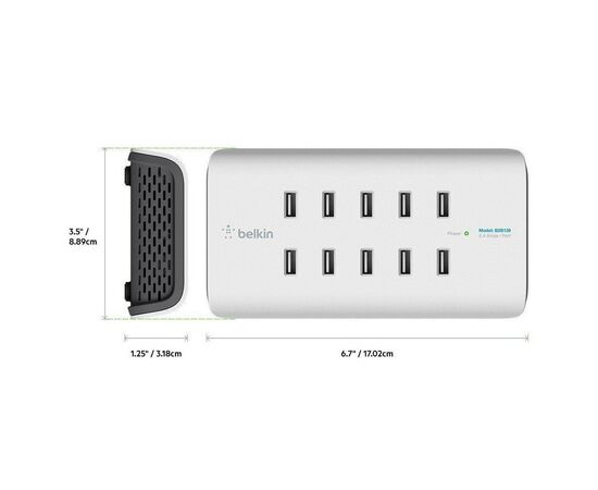 Зарядное устройство Belkin RockStar 10 PORT USB-A CHARGER 2.4 Amp, 120W (B2B139vf), изображение 6 Зарядное устройство Belkin RockStar 10 PORT USB-A CHARGER 2.4 Amp, 120W (B2B139vf), изображение 6