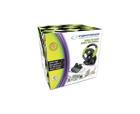 Руль Esperanza PC/PS3/XBOX 360 Black-Green (EG104), изображение 4 Руль Esperanza PC/PS3/XBOX 360 Black-Green (EG104), изображение 4