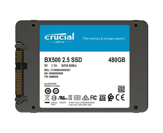 Накопитель SSD 2.5" 480GB Micron (CT480BX500SSD1), изображение 2 Накопитель SSD 2.5" 480GB Micron (CT480BX500SSD1), изображение 2