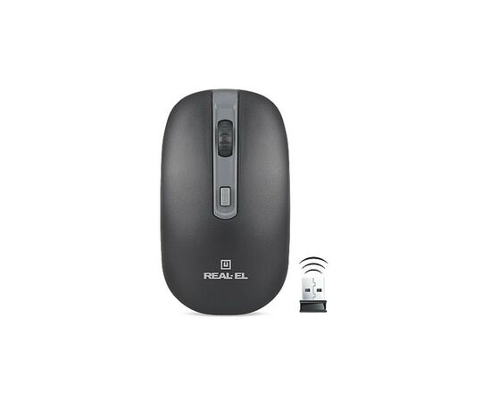 Мишка REAL-EL RM-303 black-grey, зображення 2 Мишка REAL-EL RM-303 black-grey, зображення 2