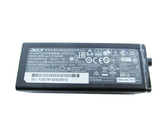 Блок питания к ноутбуку Acer 45W 19V, 2.37A, разъем 5.5/1.7 (A13-045N2A / A40241), изображение 3 Блок питания к ноутбуку Acer 45W 19V, 2.37A, разъем 5.5/1.7 (A13-045N2A / A40241), изображение 3