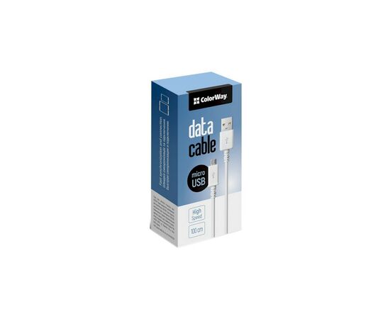 Дата кабель USB 2.0 AM to Micro 5P 1.0m white ColorWay (CW-CBUM005-WT), изображение 4 Дата кабель USB 2.0 AM to Micro 5P 1.0m white ColorWay (CW-CBUM005-WT), изображение 4