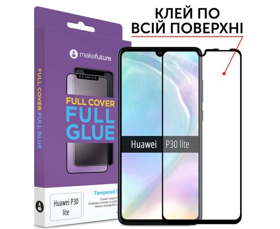 Стекло защитное MakeFuture для Huawei P30 Lite Black Full Cover Full Glue (MGF-HUP30L)