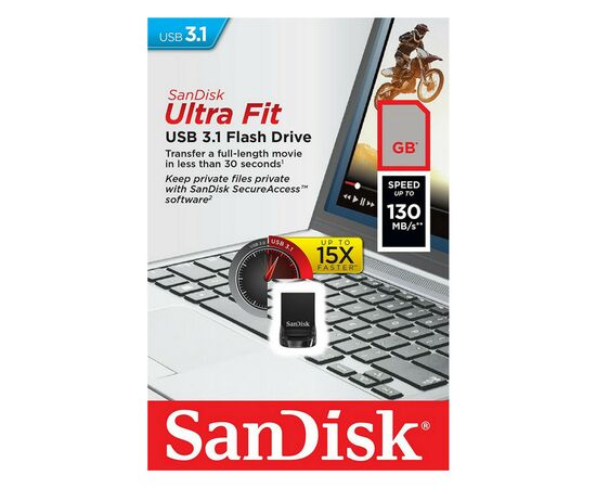 USB флеш накопитель SanDisk 256GB Ultra Fit USB 3.1 (SDCZ430-256G-G46), изображение 5 USB флеш накопитель SanDisk 256GB Ultra Fit USB 3.1 (SDCZ430-256G-G46), изображение 5