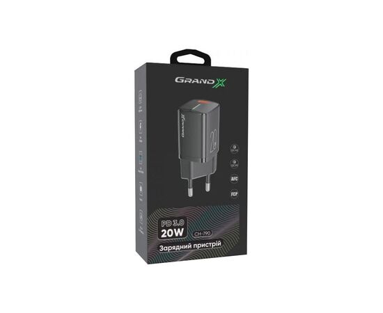 Зарядний пристрій Grand-X CH-790L USB-C PD3.0 20W + cable PD-Lightning (CH-790L), зображення 9 Зарядний пристрій Grand-X CH-790L USB-C PD3.0 20W + cable PD-Lightning (CH-790L), зображення 9