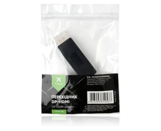 Переходник Display Port M to HDMI F Vinga (VCPADPF2HDMIMBK), изображение 3 Переходник Display Port M to HDMI F Vinga (VCPADPF2HDMIMBK), изображение 3