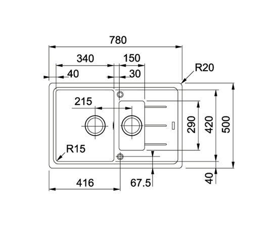 Мойка кухонная Franke Basis BFG 651-78 (114.0565.111), изображение 2 Мойка кухонная Franke Basis BFG 651-78 (114.0565.111), изображение 2