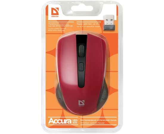 Мышка Defender Accura MM-935 Red (52937), изображение 5 Мышка Defender Accura MM-935 Red (52937), изображение 5