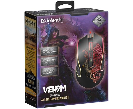 Мышка Defender Venom GM-640L Black (52640), изображение 4 Мышка Defender Venom GM-640L Black (52640), изображение 4