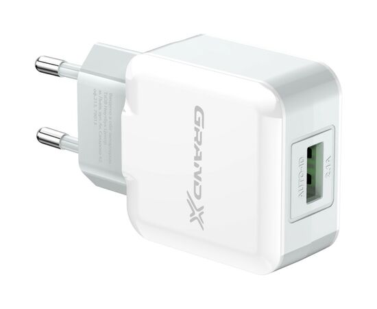 Зарядное устройство Grand-X USB 5V 2,1A White + cable USB -> micro USB, Cu (CH-03UMW), изображение 2 Зарядное устройство Grand-X USB 5V 2,1A White + cable USB -> micro USB, Cu (CH-03UMW), изображение 2