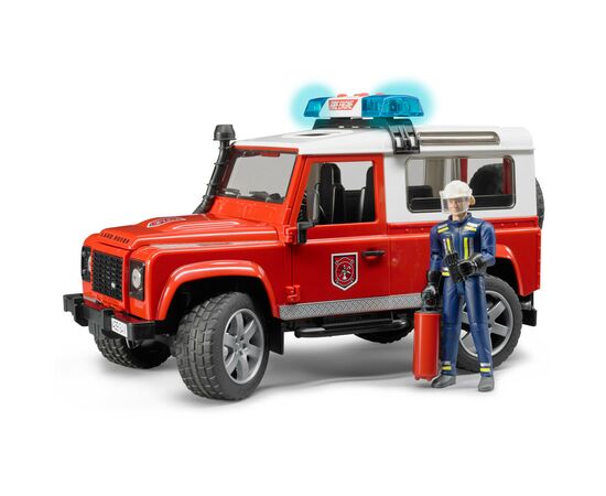 Спецтехника Bruder Джип пожарный Land Rover Defender + фигурка пожарного М1:16 (02596)