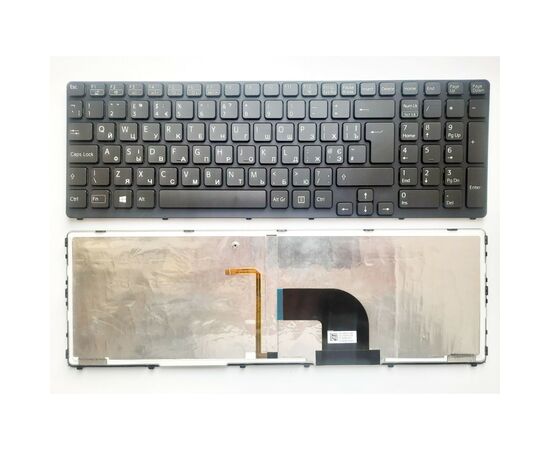Клавіатура ноутбука Sony SVE15 (E15 Series) черная с черной рамкой подсветкой UA (A43443)